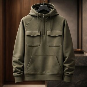 Olive Green Hoodie with Front Pockets